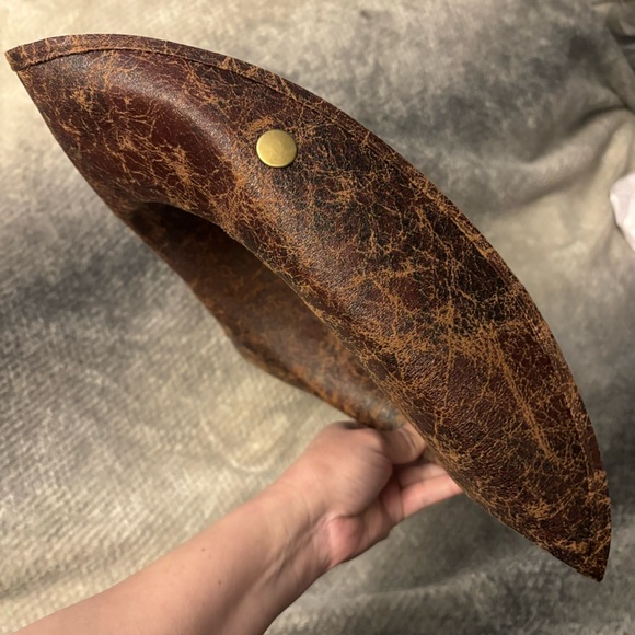 Brown Distressed Faux Leather Pirate Hat - Picture 7 of 11